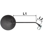 Mirror Universal round long M8 - black rod