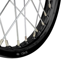Complete wheel Simson S51 - black anodized rim 1.6x16 (chrome spoke) - MZA