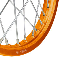 Complete wheel Simson S51 - gold anodized rim 1.6x16 (chrome spoke) - MZA