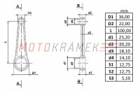 Connecting rod complete Pionýr 20, 21, 23 with cage - CKR