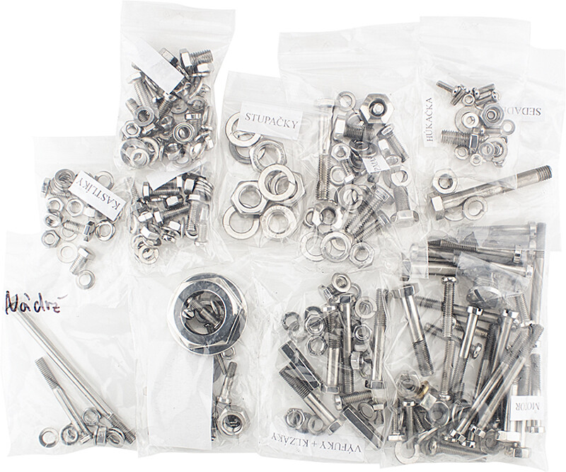 Set of screws for the entire motorcycle ČZ 125/150C - polished stainless steel