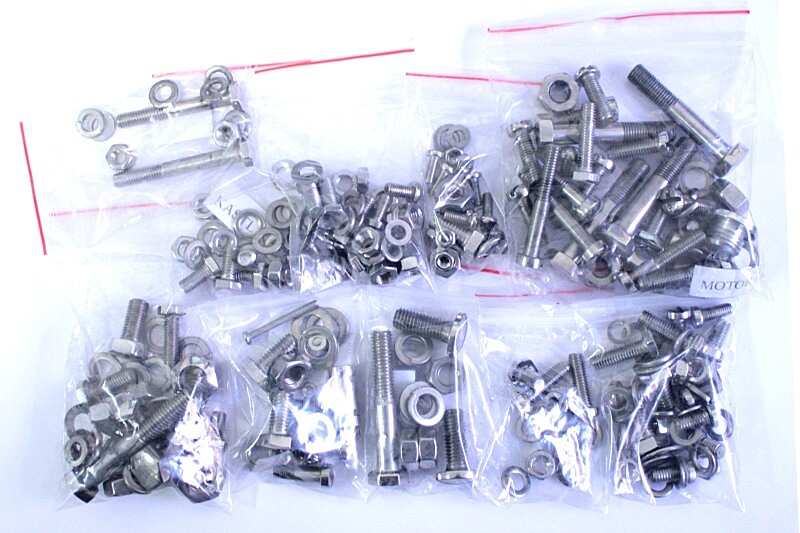 Set of screws for the entire motorcycle ČZ 125T - polished stainless steel