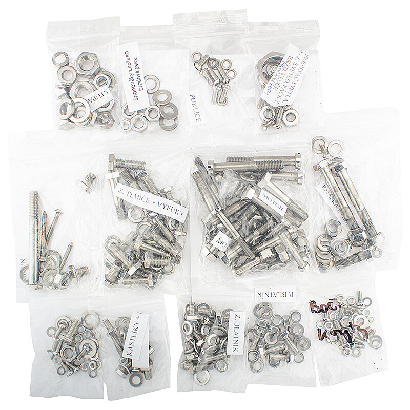 Jawa 250 complete motorcycle bolt set Kyvačka-polished stainless steel