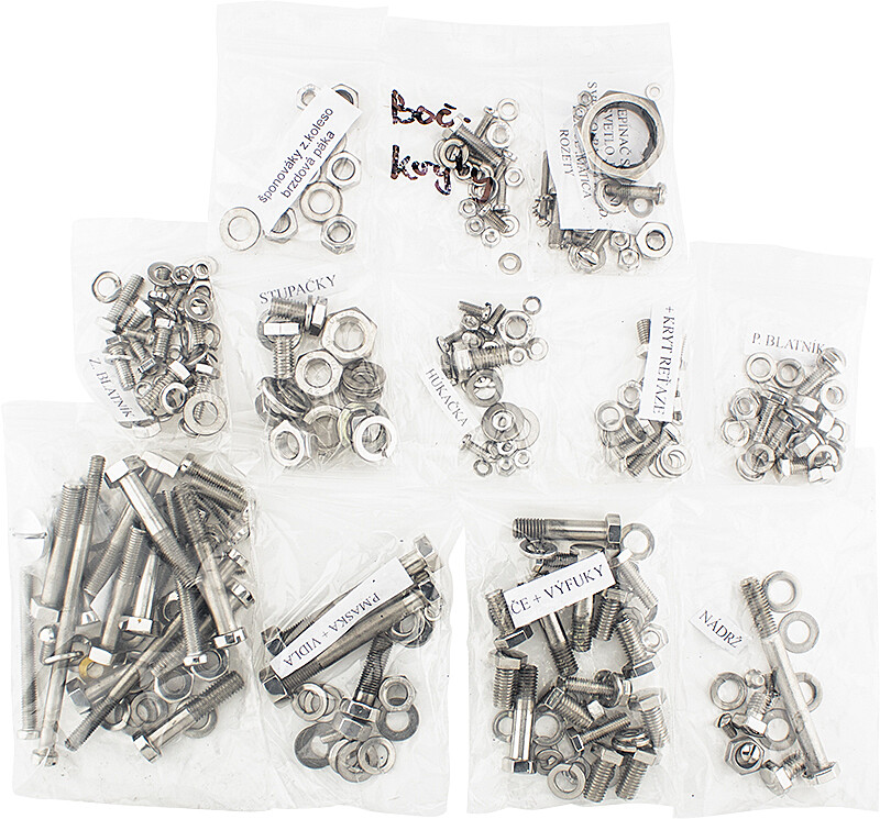 Jawa 350 Jawa 350 complete bolt set Panelka-polished stainless steel