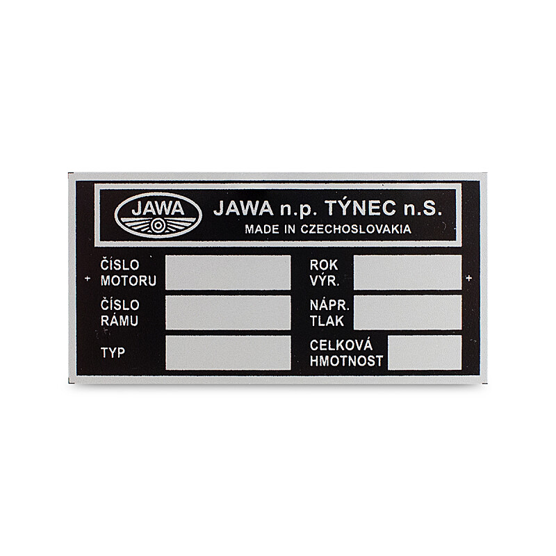 Frame label Jawa 350 type 634