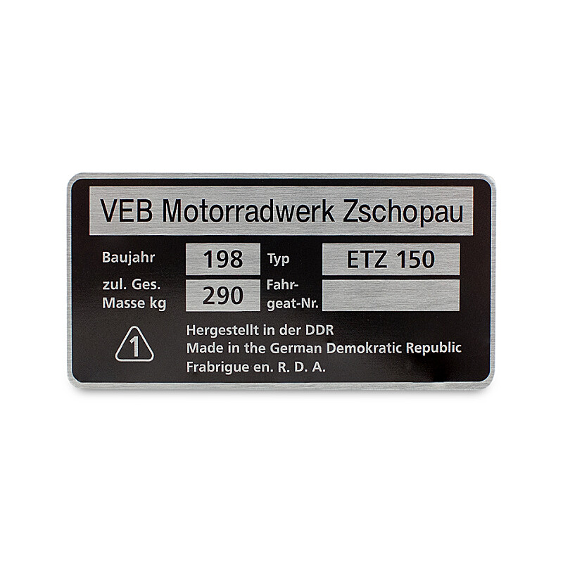 MZ ETZ 150 frame label