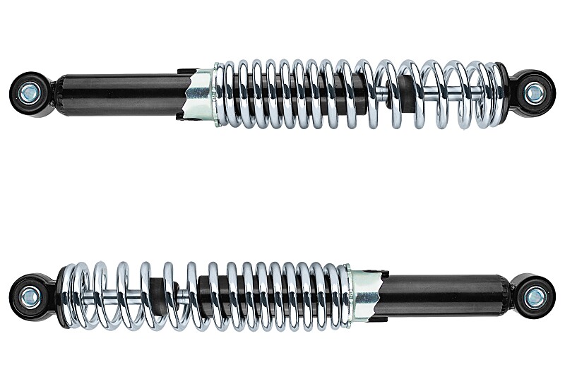 Rear oil shock absorber Pionýr, Babetta with spring stiffness adjustment, chrome (set) - import