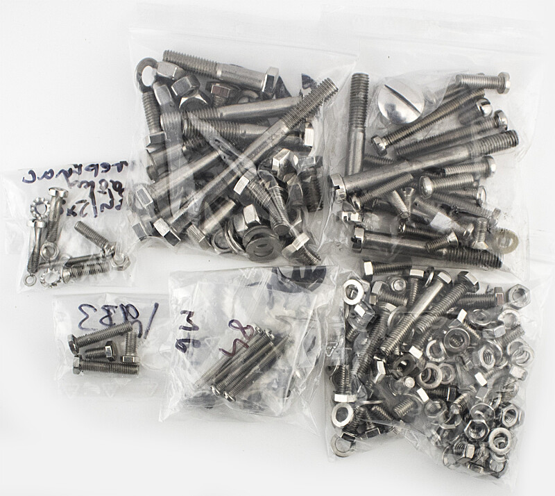 Set of screws for the entire motorcycle Jawa Pionýr 23 Mustang - polished stainless steel