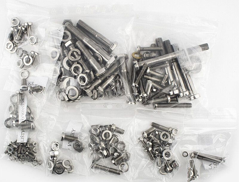 Set of screws for the entire motorcycle Jawa Pionýr 21 - polished stainless steel