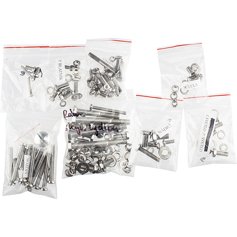 Screw set for the entire motorcycle Babetta 210 - polished stainless steel