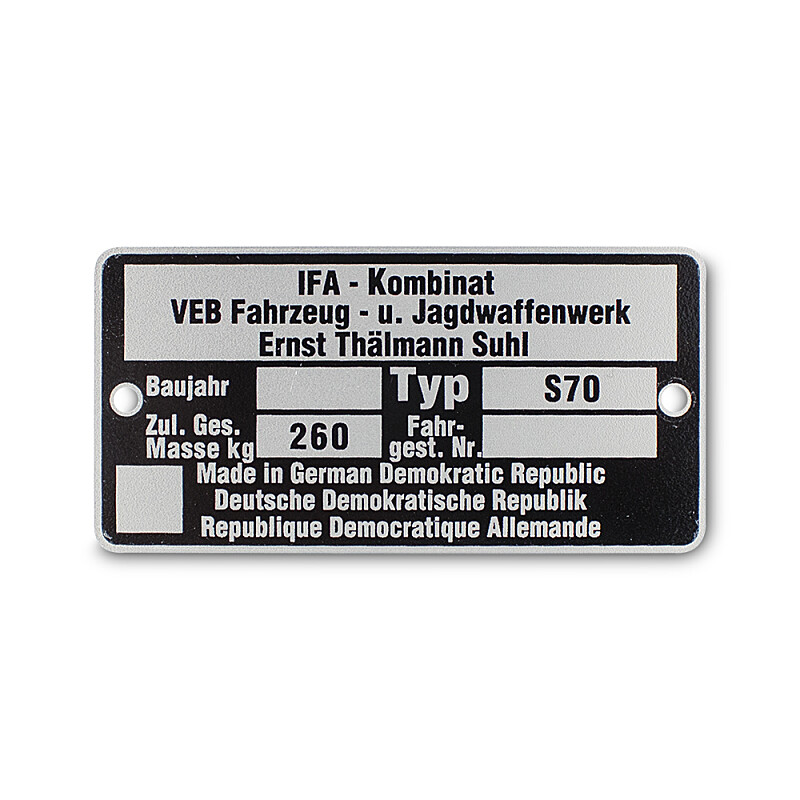 SIMSON S70 frame label