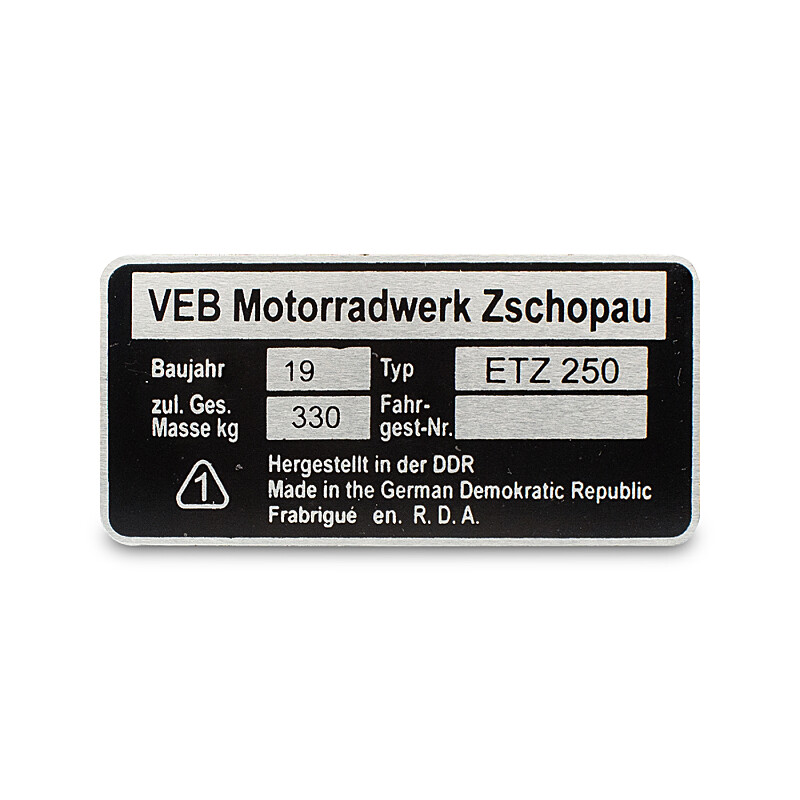 MZ ETZ 250 frame label