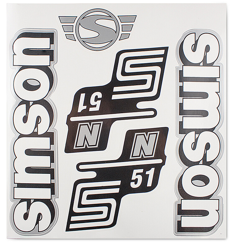 Set of stickers Simson S51 N - white