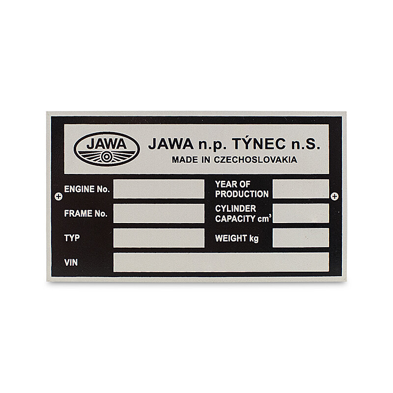 Jawa 250/350/500 Competition Frame Label - English
