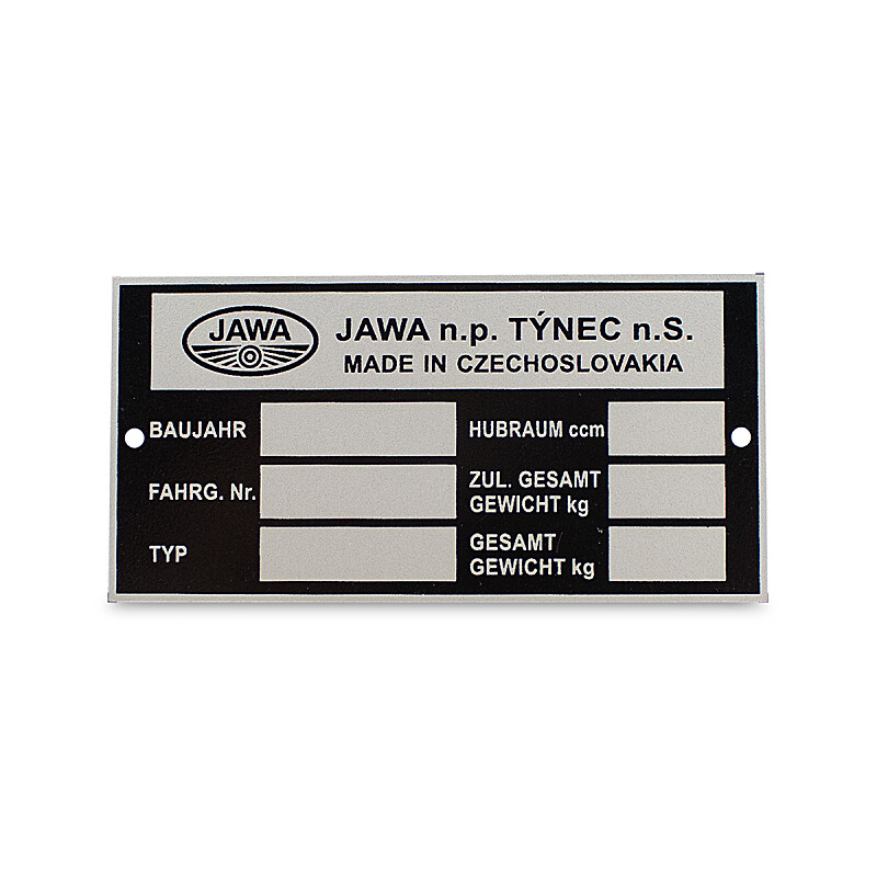 Jawa 350 frame label type 634 - German