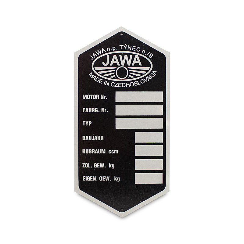 Jawa 250/350 Panelka Frame Label - German