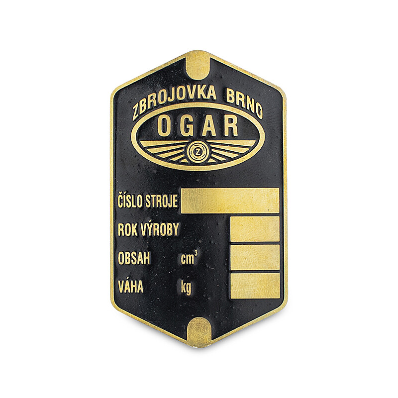 Jawa 250/350 Pérák/Ogar Frame Label - Etched Brass