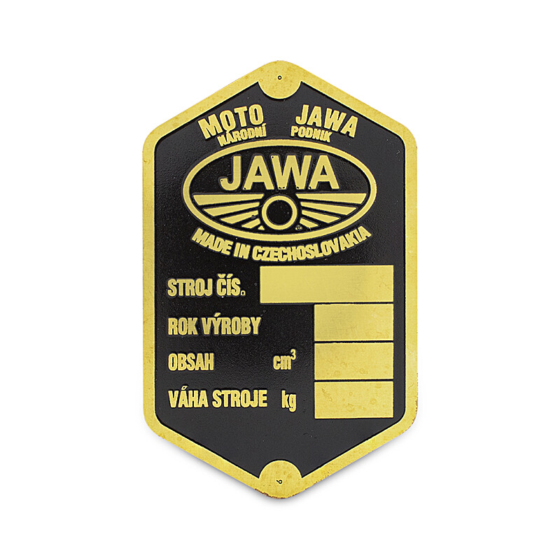 Jawa 250/350 Perák Frame Label - Etched Brass