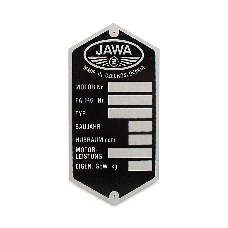 Jawa 250/350 Kyvačka Frame Label - German