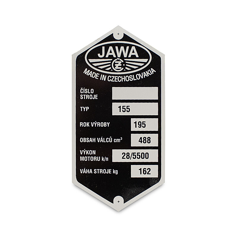 Jawa 500 OHC Frame Label