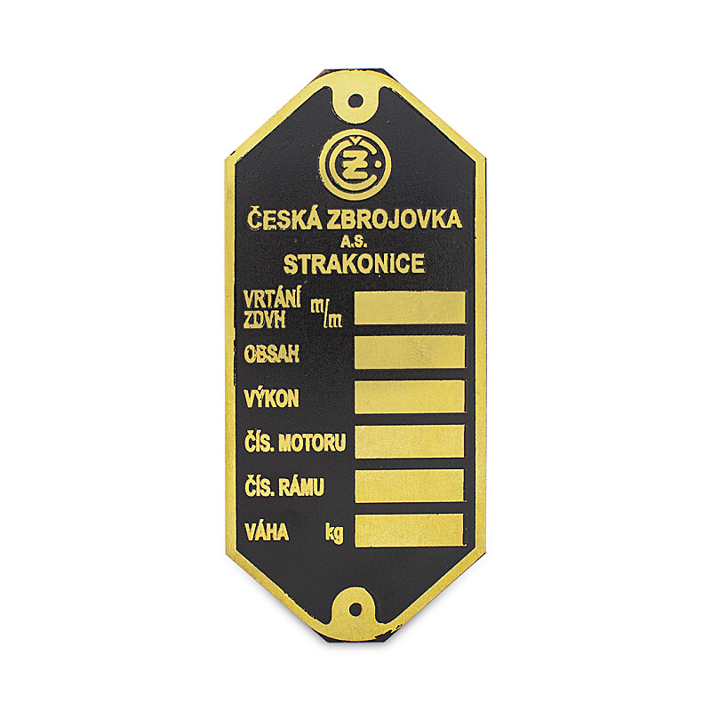 Frame label pre-war ČZ - etched brass