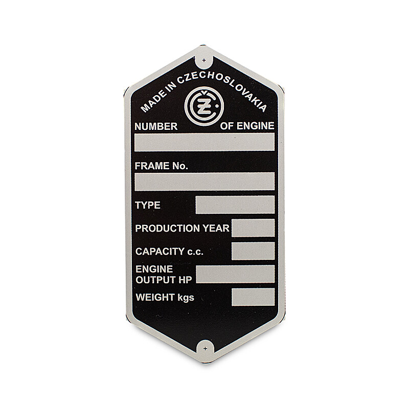ČZ motocross frame label - English