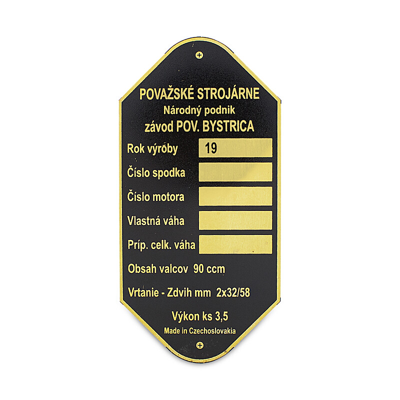 Manet 90 Double Piston Frame Label - Etched Brass