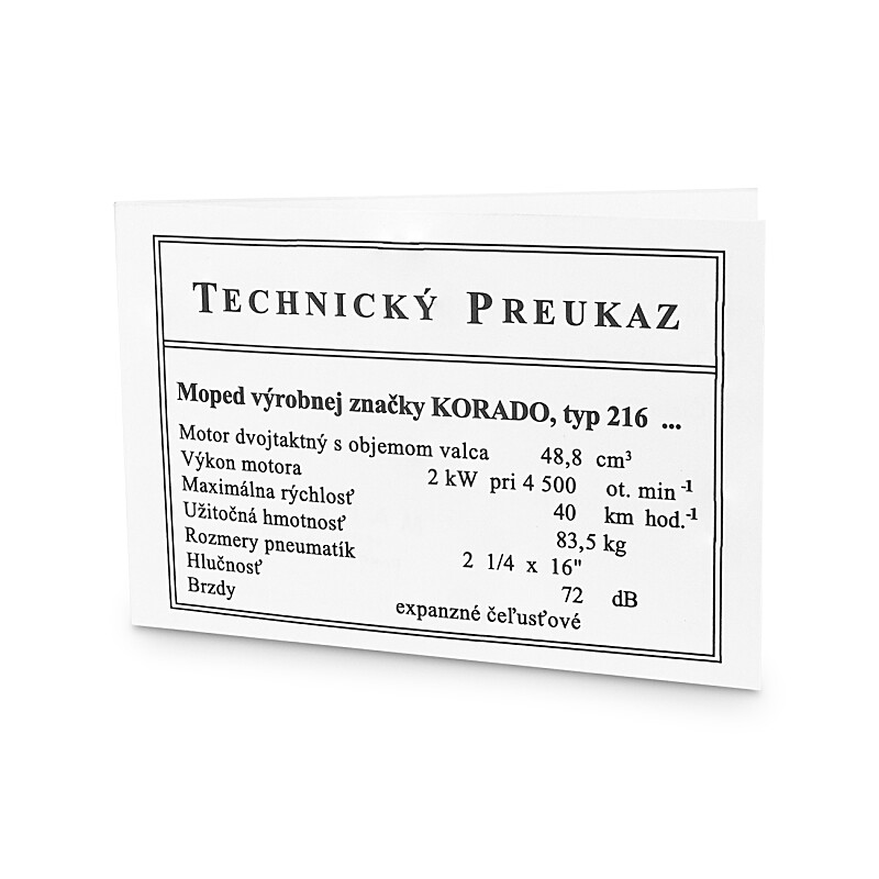 Card Moped Korádo Type 216 - 2Kw