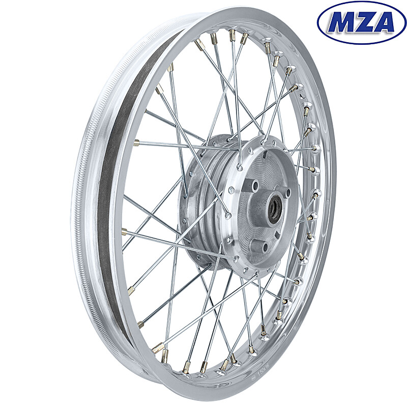 Complete wheel Simson S51 aluminum rim 1.6 x 16 (chrome spoke) - MZA
