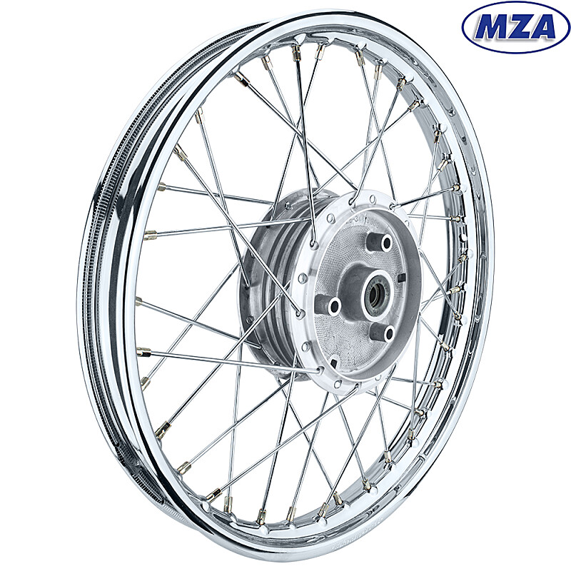 Complete wheel Simson S51 steel rim 1.5x16 (chrome spoke) - MZA