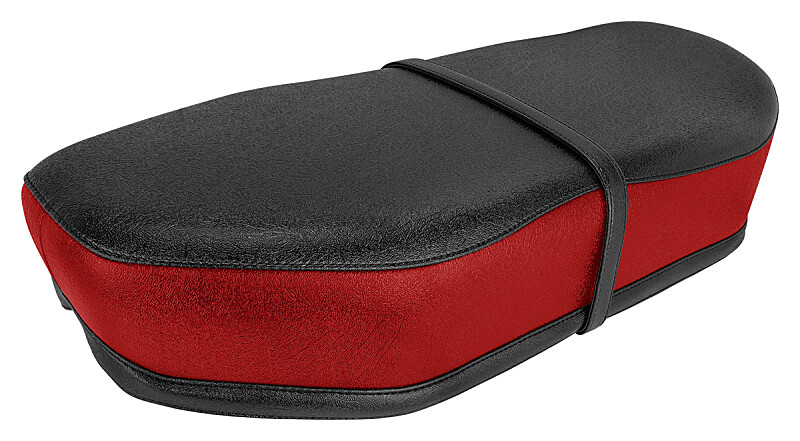 Straight saddle Jawa/ČZ - black - red - CZ