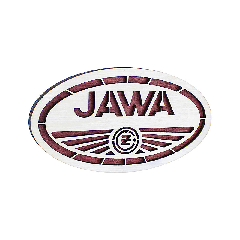 Wooden magnet logo Jawa/ČZ - 10x5.5cm
