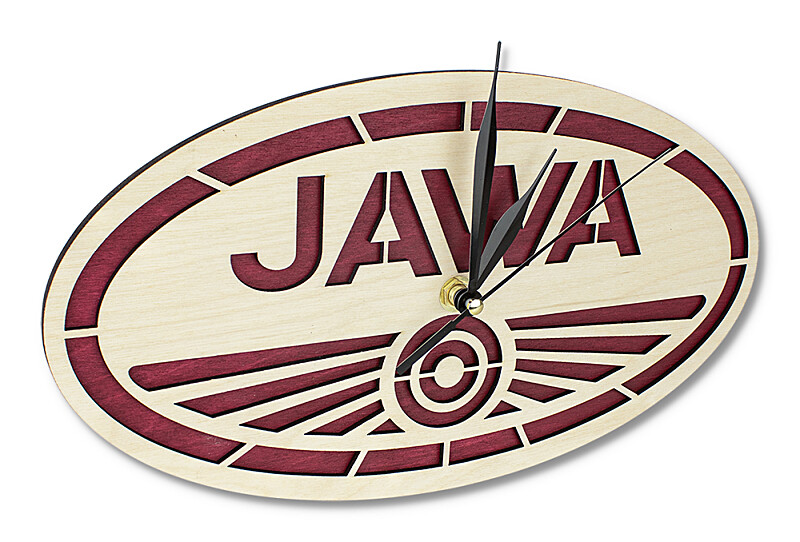 Wooden clock - Jawa logo 16.5x29.5cm