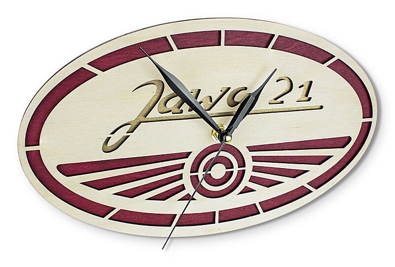 Wooden clock - Jawa 21 logo 16.5x29.5cm