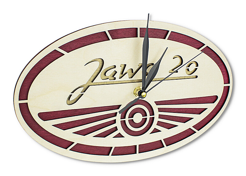 Wooden clock - Jawa logo 20 16.5x29.5cm