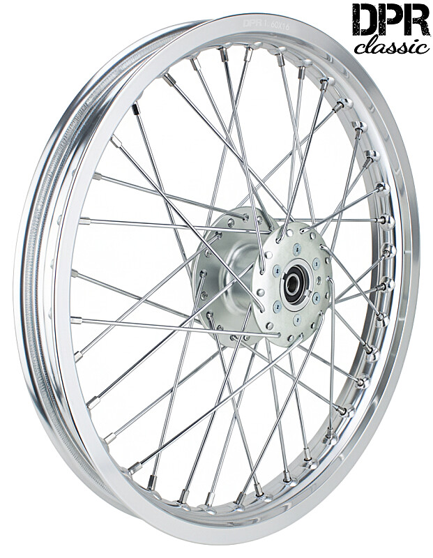 Complete wheel Simson Al. rim 1.6 x16 (chrome spoke) for disc brake - DPR