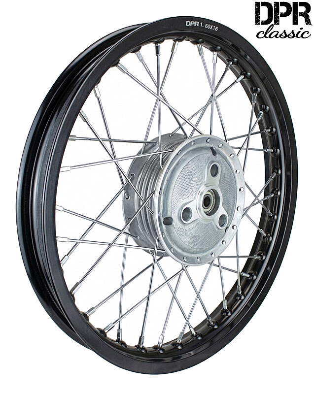 Complete wheel Pionýr 05, 20, 21, 23 - rim Al. black spoke chrome - DPR