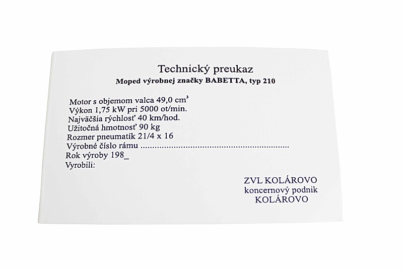 Babetta 210 card