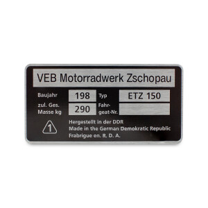 MZ ETZ 150 frame label