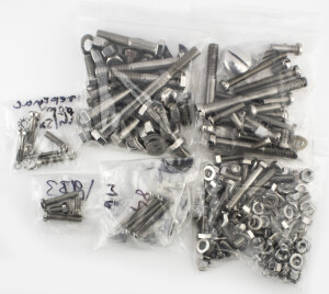 Set of screws for the entire motorcycle Jawa Pionýr 23 Mustang - polished stainless steel