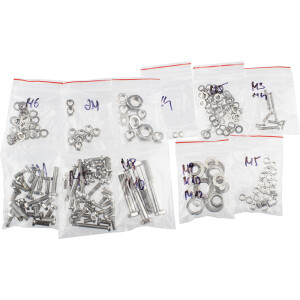 Screw set for the entire motorcycle Babetta 207 - polished stainless steel
