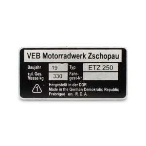 MZ ETZ 250 frame label