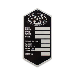 Jawa 250/350 Panelka Frame Label - English