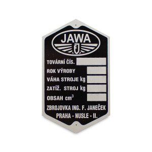 Frame label pre-war Jawa Special, 350 OHV/SV