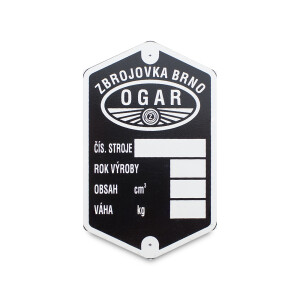 Frame label Jawa 250/350 Pérák Zbrojovka type no. 2