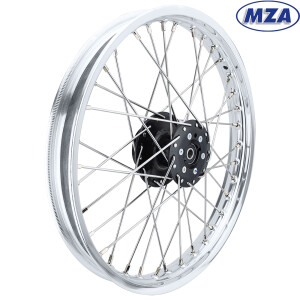 Kolo kompletní Simson hliníkový ráfek 1,5 x16 (paprsek nerez) černý střed pro kotoučovou brzdu - MZA