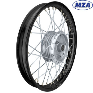 Complete wheel Simson S51 - black anodized rim 1.6x16 (chrome spoke) - MZA