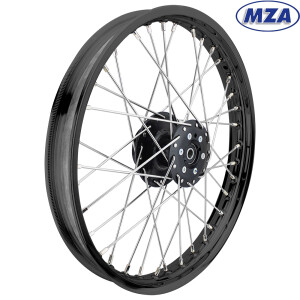 Complete wheel Simson black rim and drum 1.5 x16 (stainless steel spoke) for disc brake - MZA