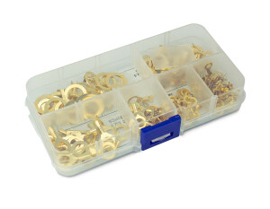 Set of non-insulated cable lugs 3-10mm crimp (150pcs) - brass